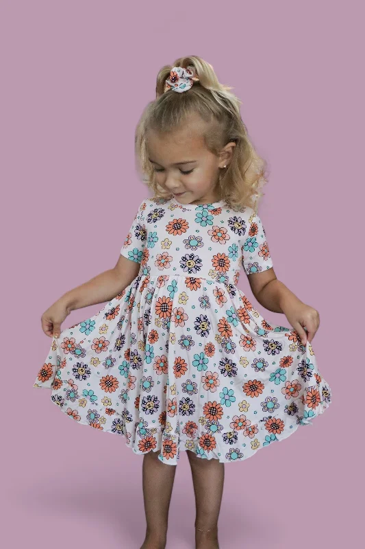 EXCLUSIVE CHRISTIAN'S DAISY DREAMS DREAM RUFFLE DRESS Crew Neckline Casual
