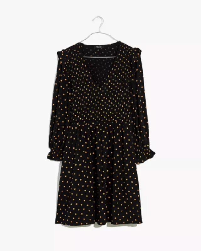 Lucie V-Neck Smocked Mini Dress | Black Trendy Denim Mini Dress