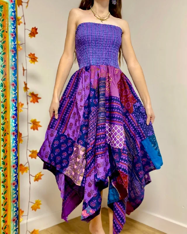Purple Patchwork Pixie Dress Tunics Stylish elegant