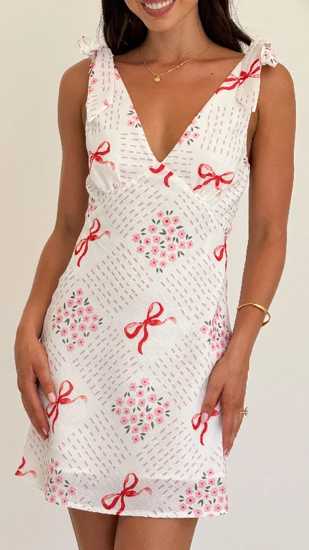 Tullie Mini Dress - Sweet Bow Pink Cozy Ruched Mini Dress