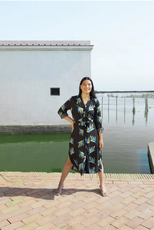 Corn Print Midi Dress Tunics stripes playful