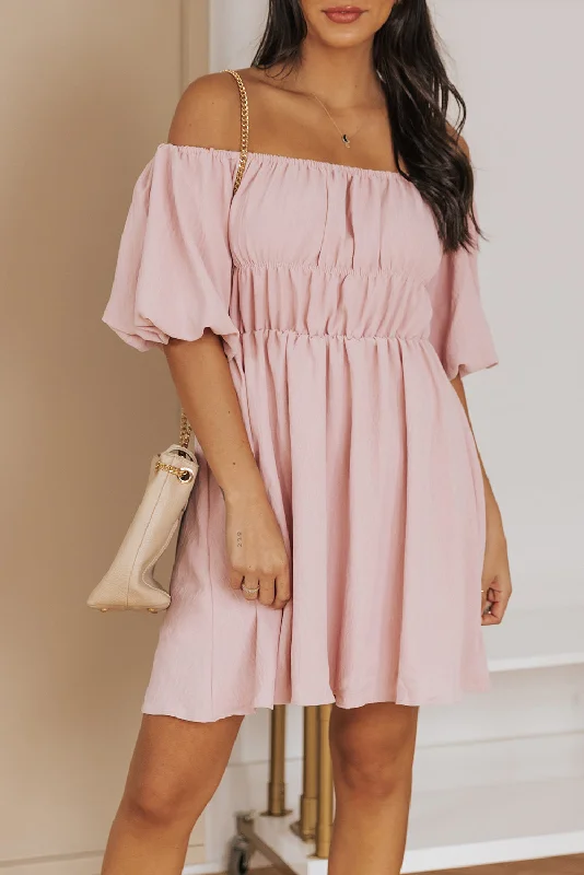 Off-Shoulder Balloon Sleeve Mini Dress Chic Sleeveless Mini Dress
