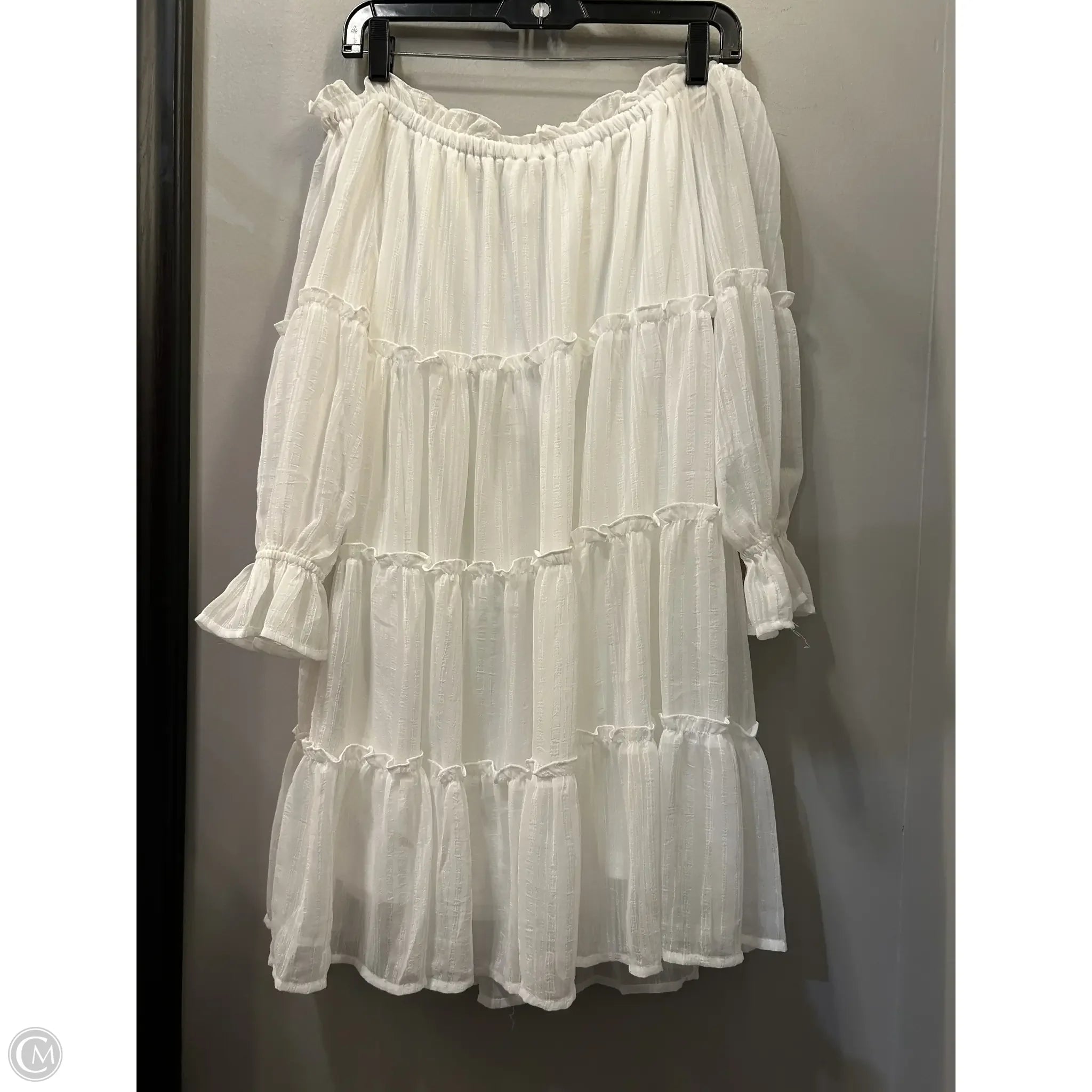 Dress Casual Short By Flying Tomato In White, Size: M sweetheart Neckline Romantic