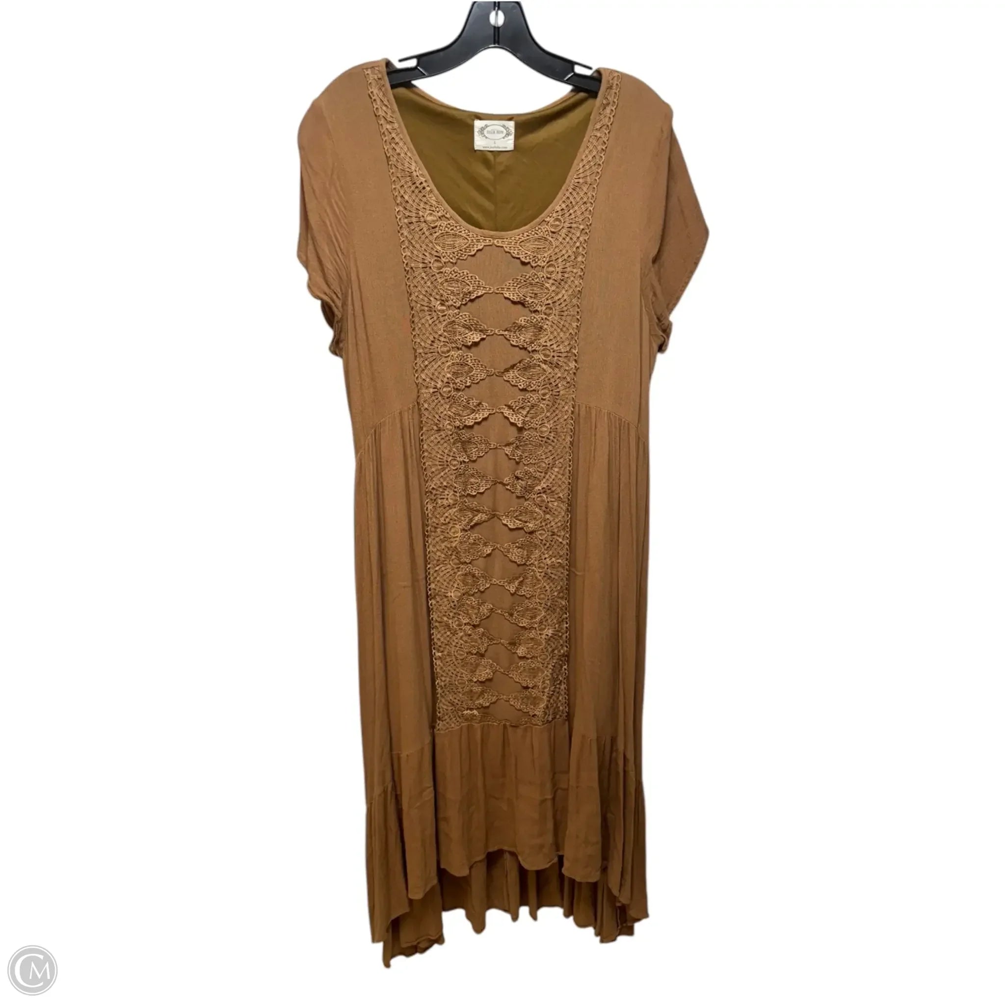 Dress Casual Maxi By Mia Joy In Brown, Size: L Tunics Silk luxurious