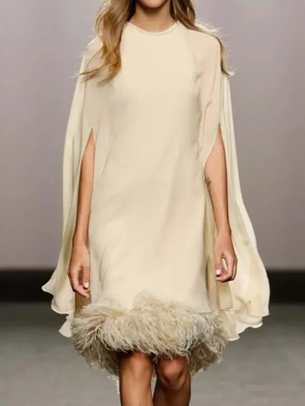 Zjkrl - Elegant Feather Panel Dress Long Evening Dress Tunics Exclusive limited
