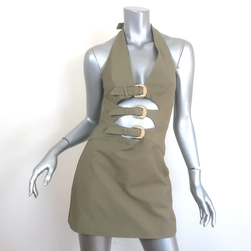 Cult Gaia Anice Buckled Cut-Out Mini Dress Sage Cotton-Blend Size 2 Elegant Lace Mini Dress Cult Gaia Anice Buckled Cut-Out Mini Dress Sage Cotton-Blend Size 2 Elegant Lace Mini Dress