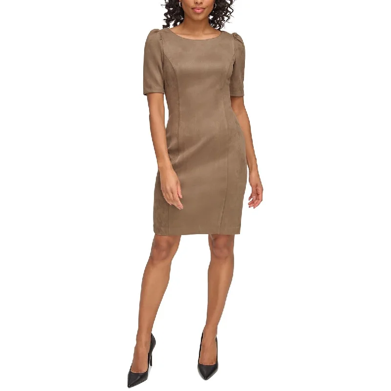 Womens Faux Suede Sheath Dress Tunics Sophisticated sleek