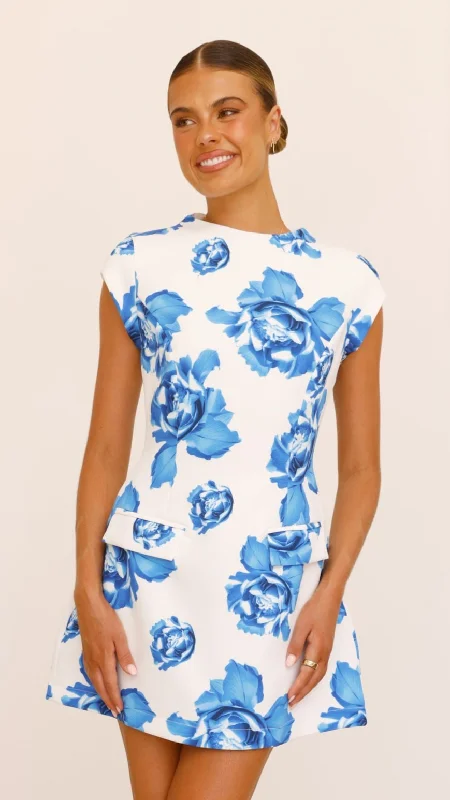 Thea Mini Dress - Blue Rose Stylish Sweetheart Mini Dress