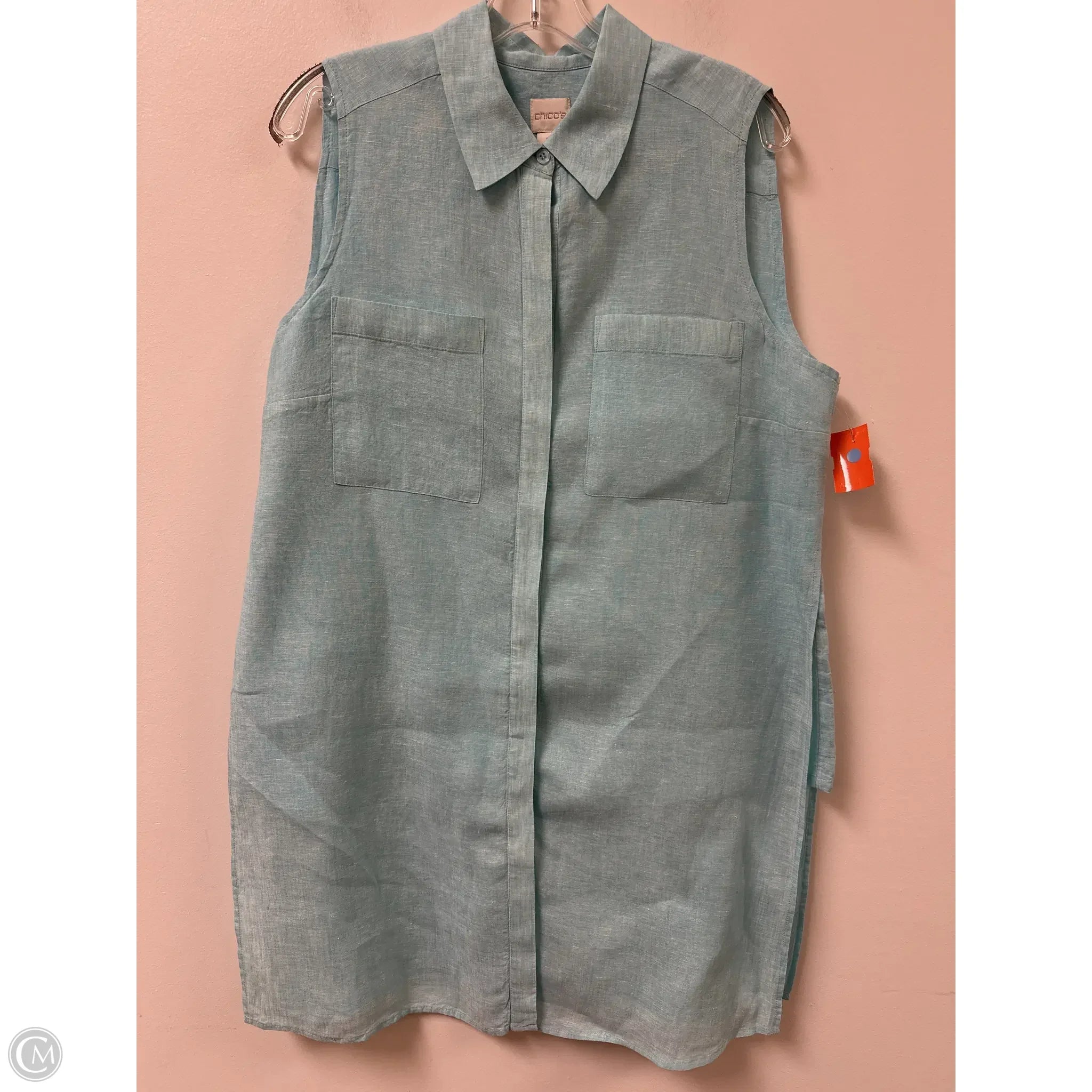 Dress Casual Short By Chicos In Blue, Size: L Tunics Solid Classic