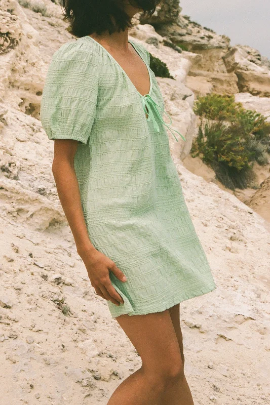 Sandy Cove Mini Dress Mint Cozy Satin Mini Dress
