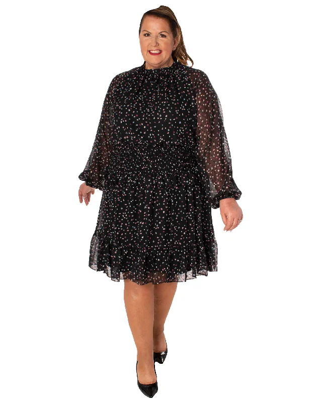 Mary Polka Dot Mini Dress | Black / White Trendy Floral Mini Dress