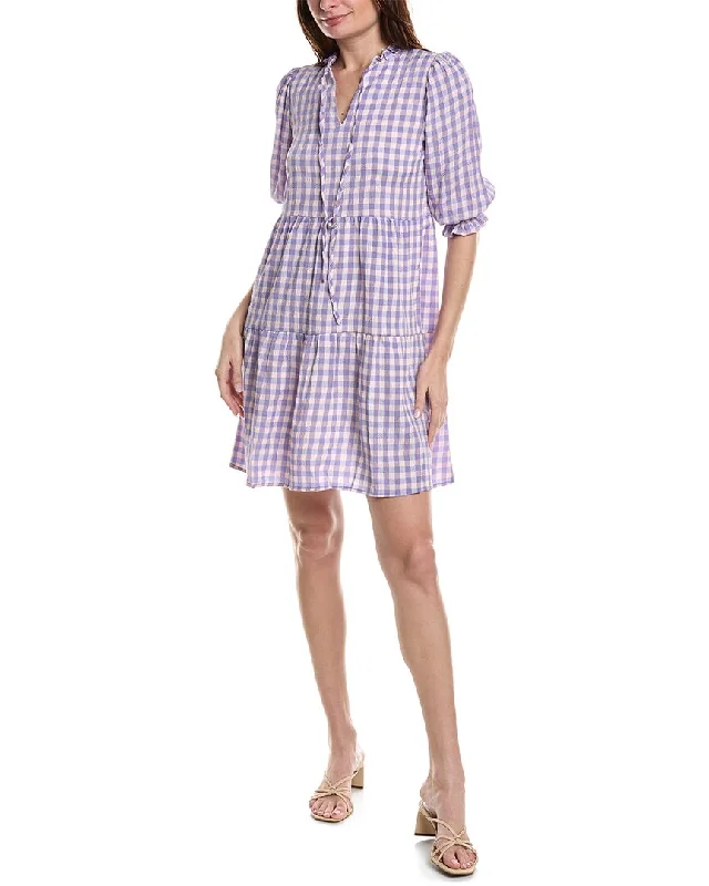 Nanette Nanette Lepore Maria Crinkle Gingham Mini Dress Tunics Trendy modern