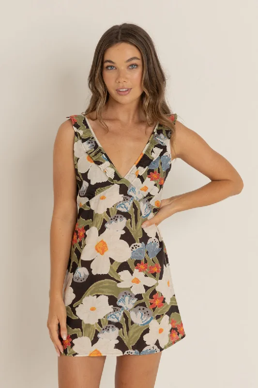 Florence Mini Dress Green Comfortable Smocked Mini Dress