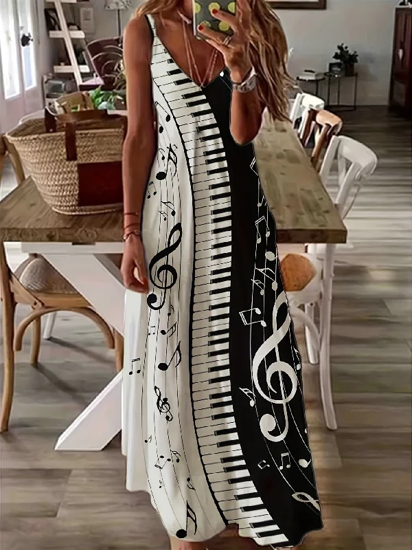 IKEARLAX Summer Elegance: Sexy Spaghetti Strap V-Neck Maxi Dress with Unique Print - Durable & Easy Care, Perfect for Any Occasion Tunics Chinos classic