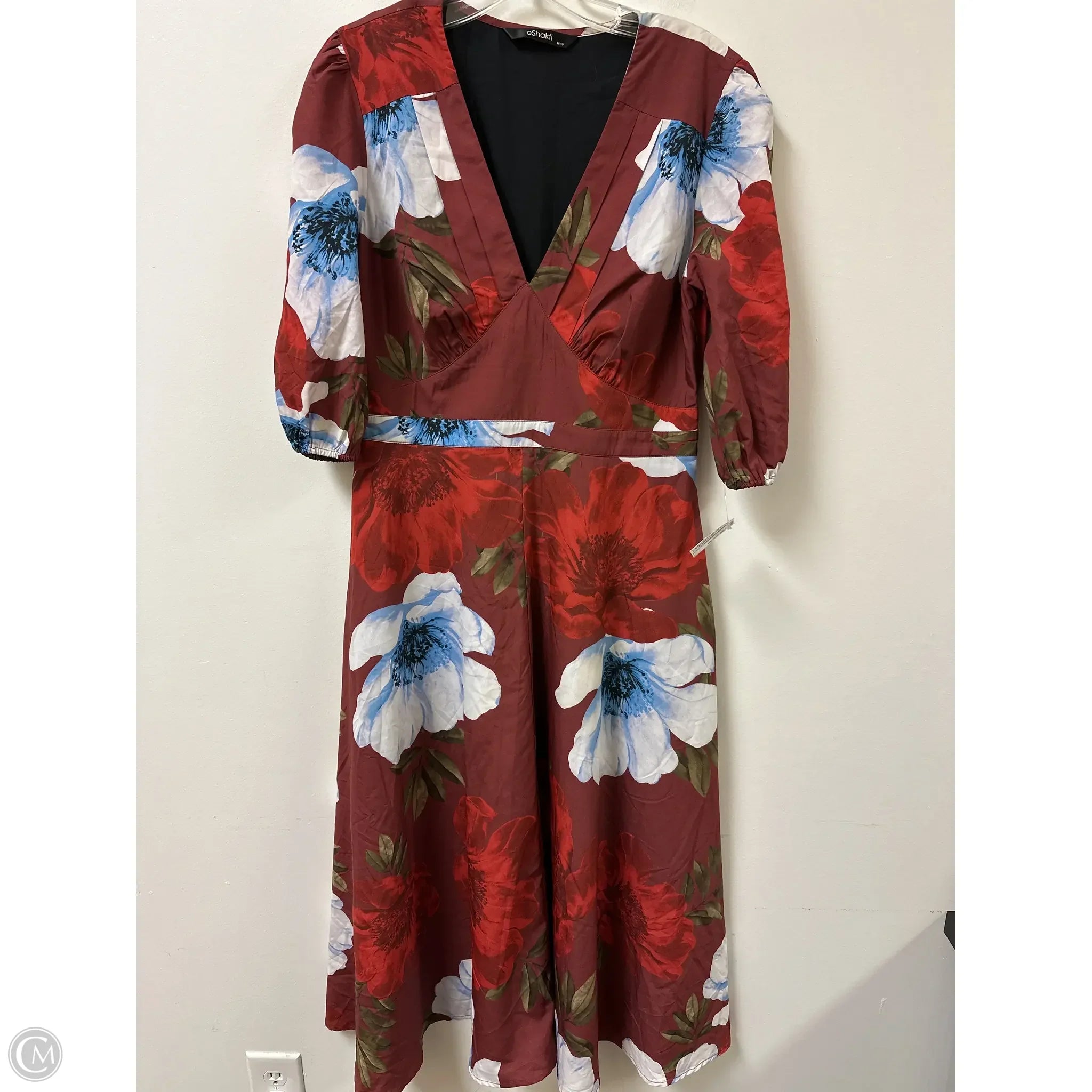 Dress Casual Midi By Eshakti In Red, Size: M Tunics Summer linen