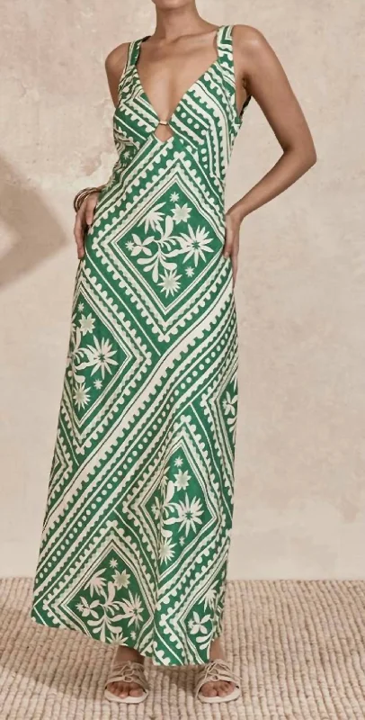 Losas Midi Dress In Emerald Tile Tunics Timeless classic