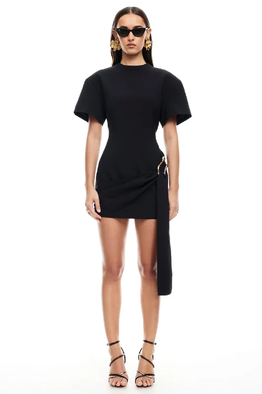 LIONESS Martini Mini Dress Onyx Fashionable Mini Dress with Frills