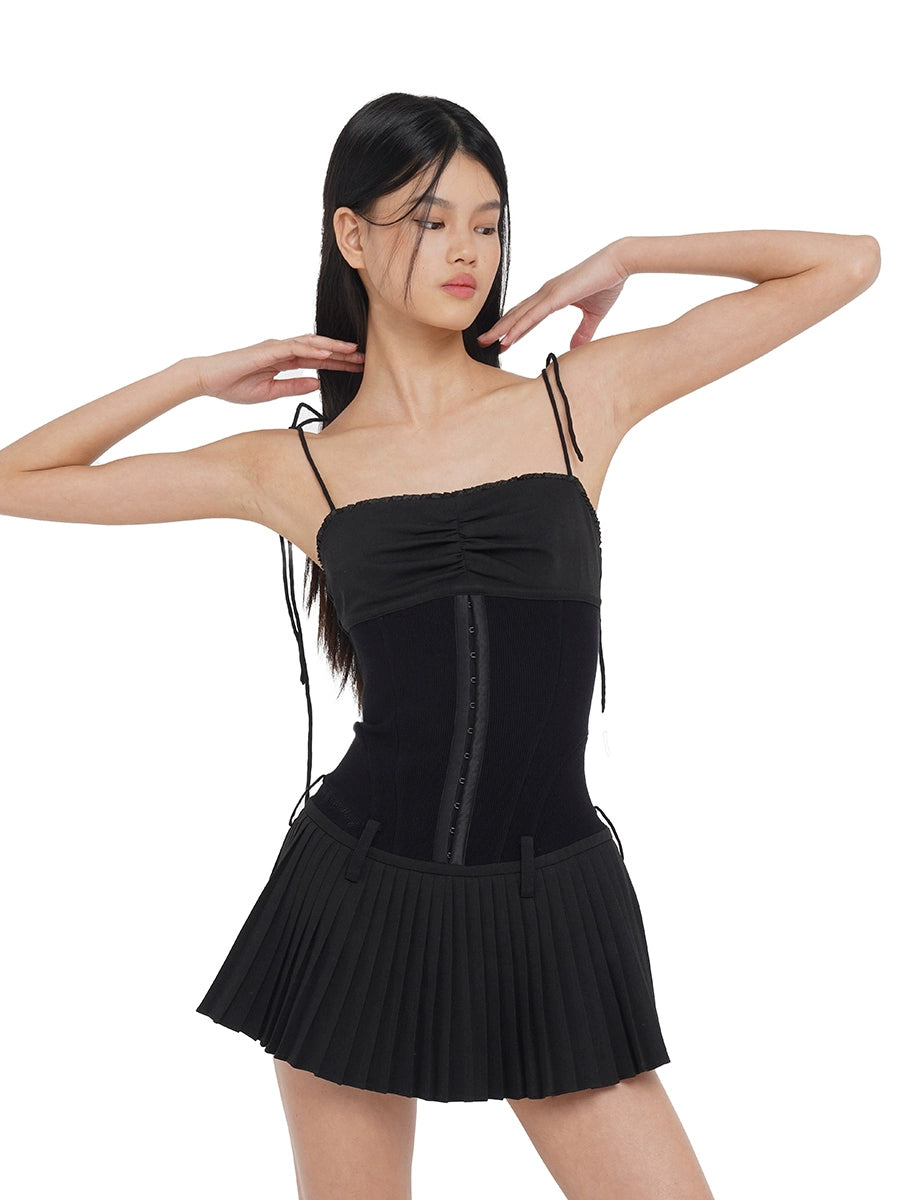 Pleated Spliced Mini Dress Trendy Mesh Mini Dress