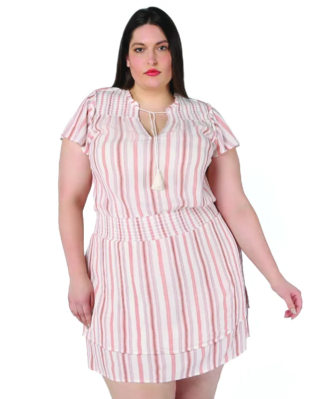 Carla Smocked Waist Mini Dress | Ivory / Beige Elegant Vintage Mini Dress
