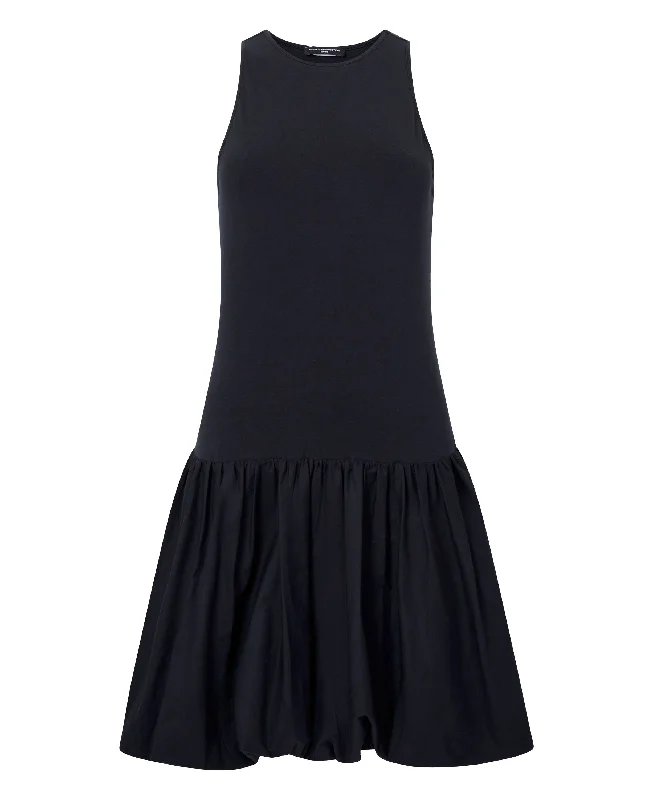 Phoebe Bubble Hem Mini Dress - Black Cozy Jersey Mini Dress