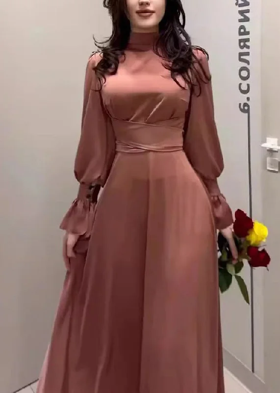 2024 Autumn Elegant Waist Cinching Silk Long Dress WO054 Tunics Prom sequined