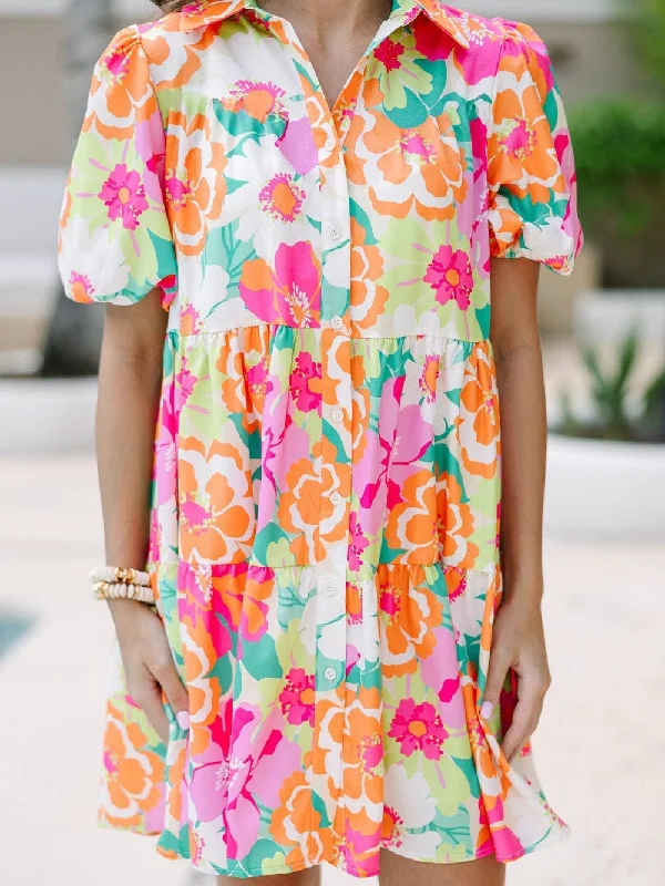 Short Mini Dress with Puff Sleeves Trendy Camisole Mini Dress