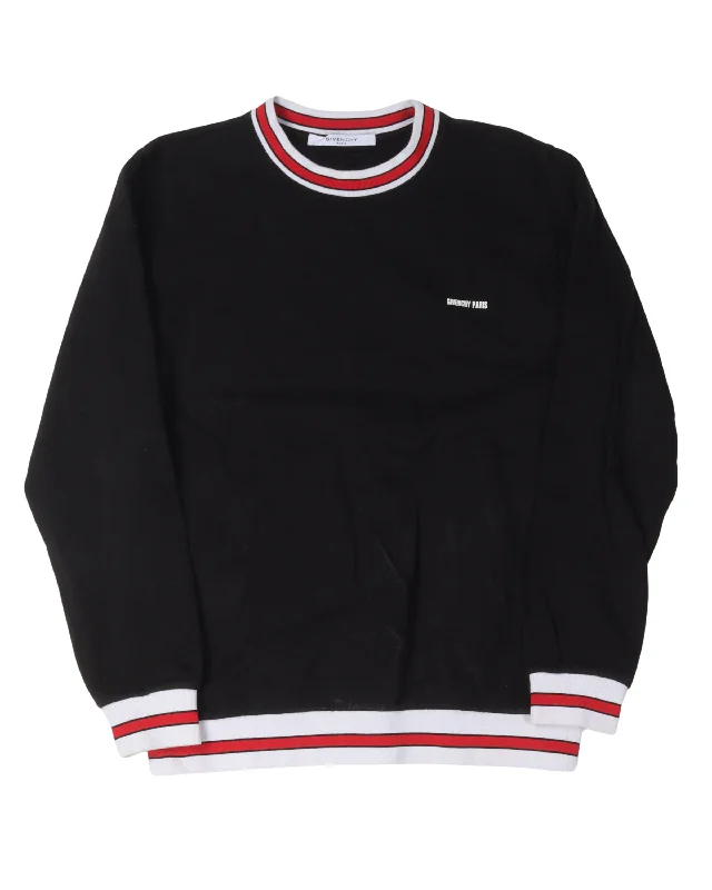 Small Logo Crewneck Sweatshirt with Contrast Ribbing Hoodie with Cropped Fit Short Trendy