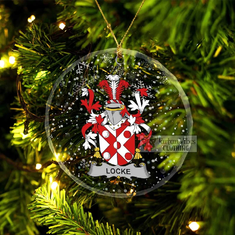Locke Irish Clan Christmas Glass Ornament with Coat of Arms Embroidered Appliqued Beaded