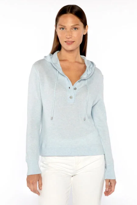 Kinross Cashmere Textured Pullover Hoodie Fleece Warm Pullover
