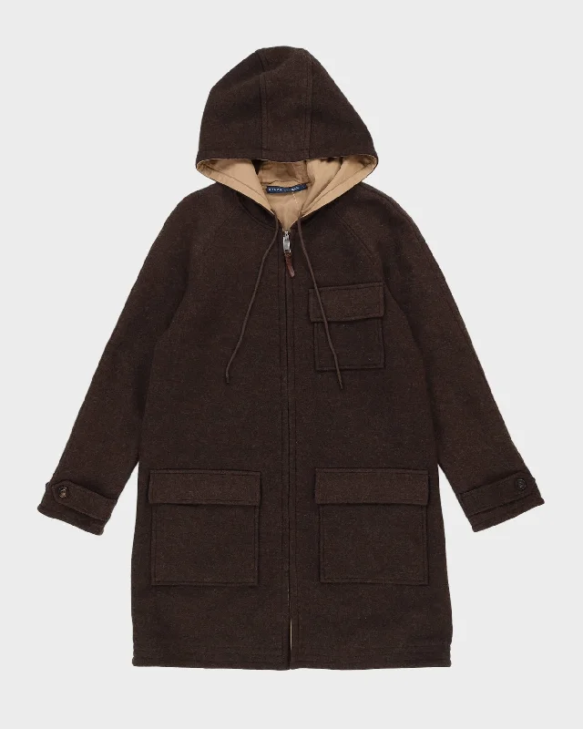 Ralph Lauren Reversible Brown Duffel Coat - M Houndstooth Coat Plaid Coat Tartan Coat Ralph Lauren Reversible Brown Duffel Coat - M Houndstooth Coat Plaid Coat Tartan Coat