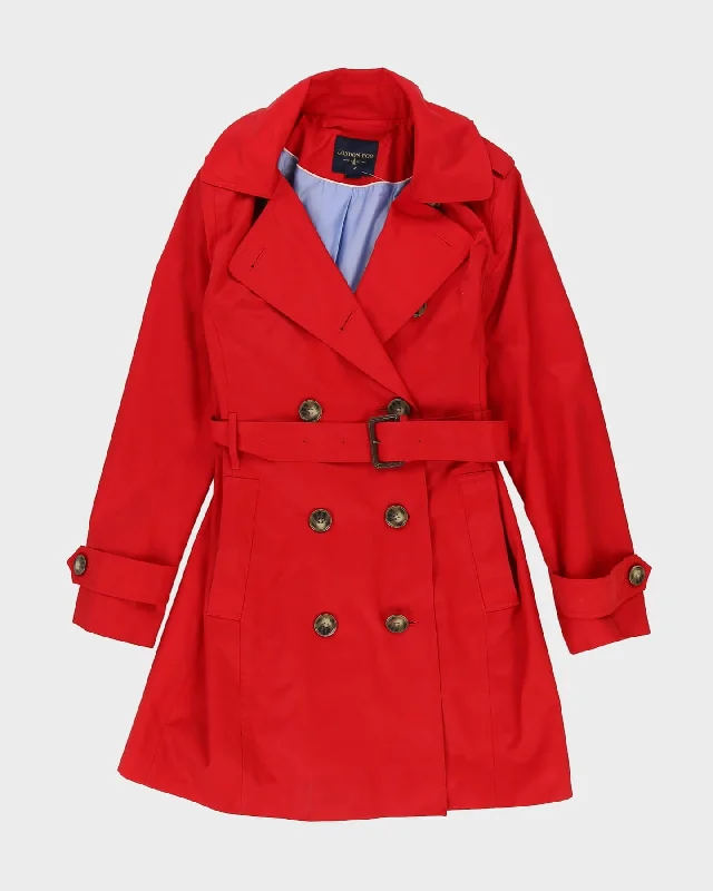 London Fog Red Mac Coat - S Front Pockets Side Pockets Patch Pockets