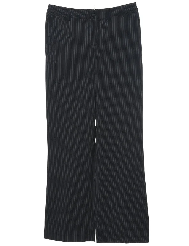 Black Casual Striped Trousers - W30 L31 Trousers Winter Warm