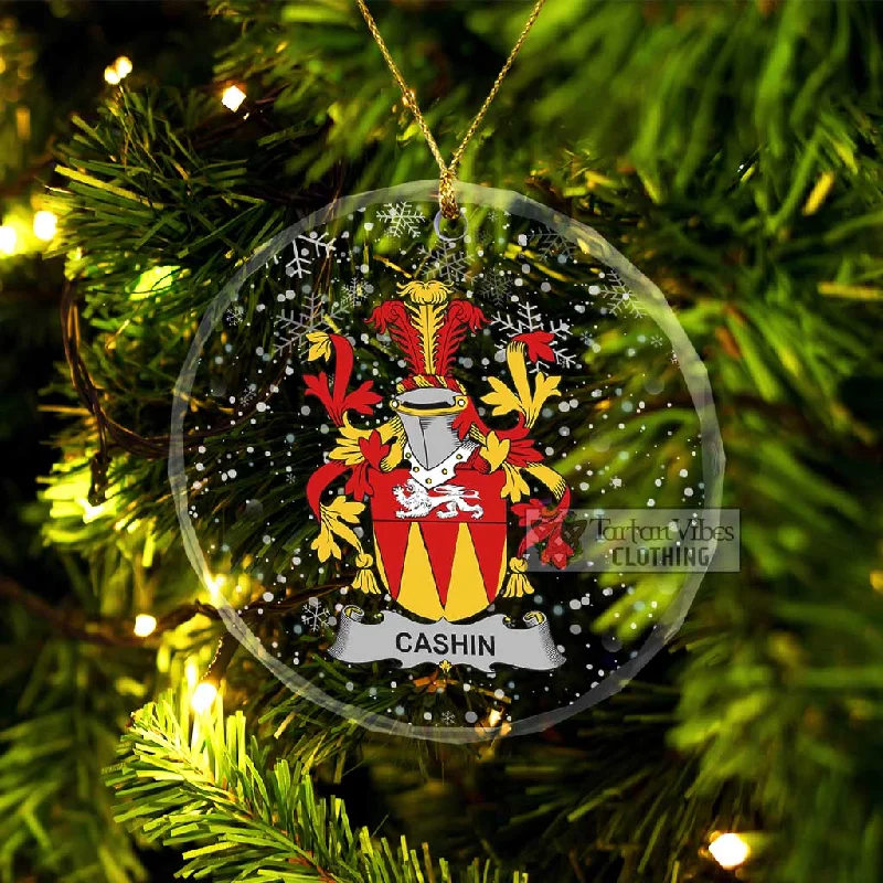 Cashin Irish Clan Christmas Glass Ornament with Coat of Arms Buttoned Toggled Snapped Cashin Irish Clan Christmas Glass Ornament with Coat of Arms Buttoned Toggled Snapped
