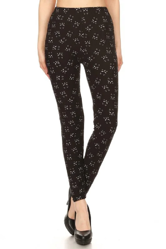 Black Cat Graphic Print Lined Leggings Stylish Winter-Ready Leggings