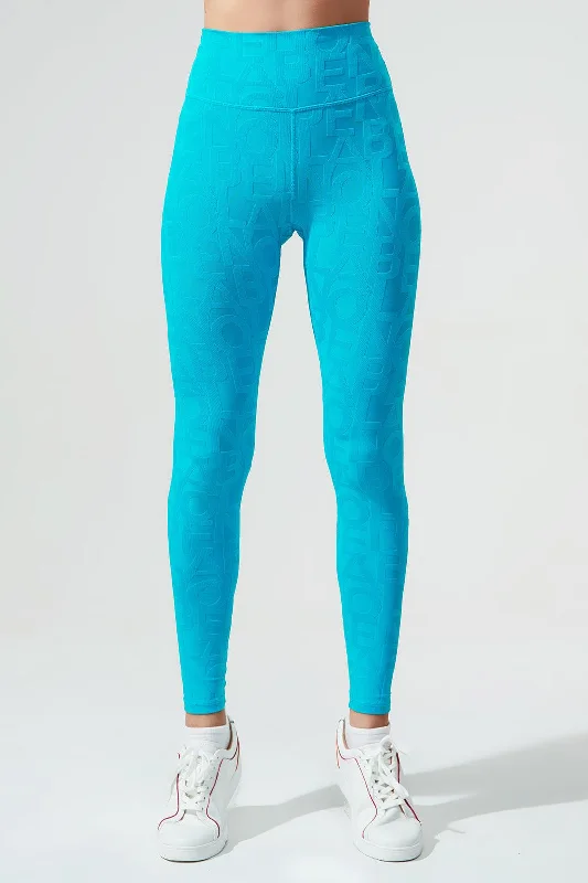 Classic Déese Fleur Legging 3D - Dazzle Blue Trendy Sporty Compression Leggings
