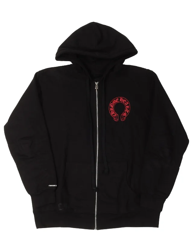 Red Horseshoe Logo Thermal Hoodie Hoodie Jacket Zipper Layering
