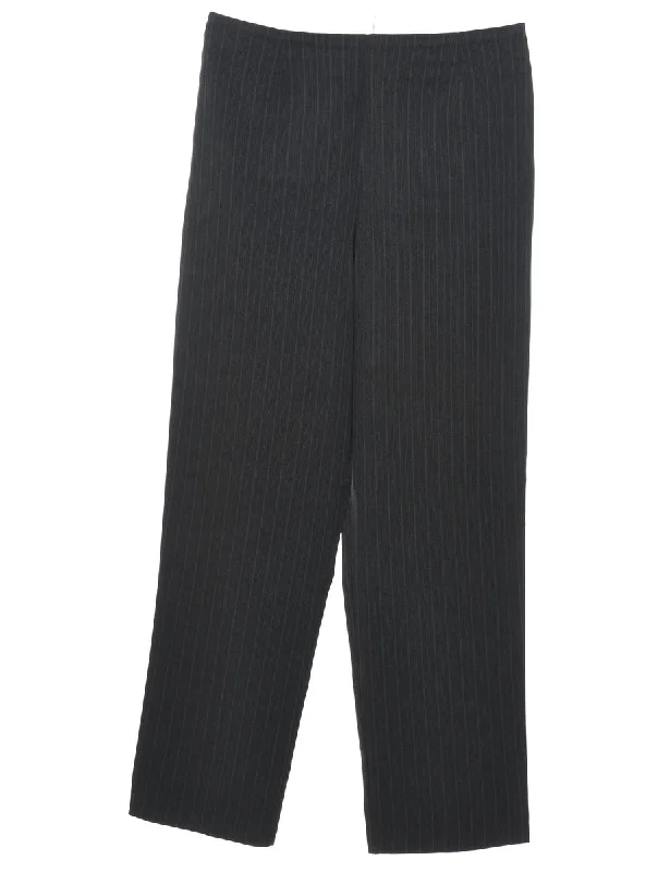 Black Classic Pinstriped Trousers - W32 L31 Trousers Favorite Customer