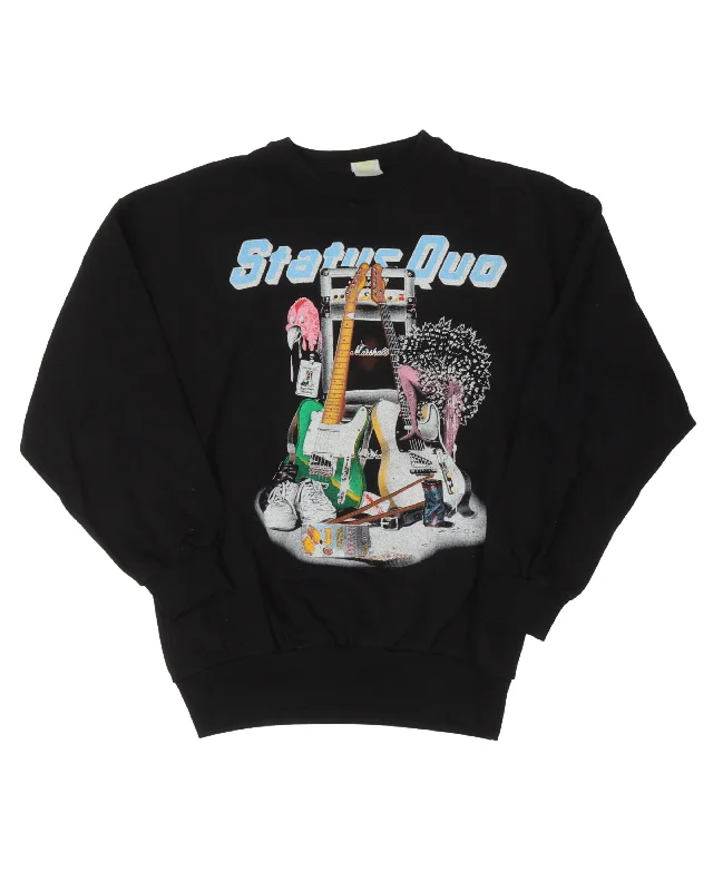 Status Quo 1988 Tour Sweatshirt Zip Hoodie Drawstring Kangaroo Pocket