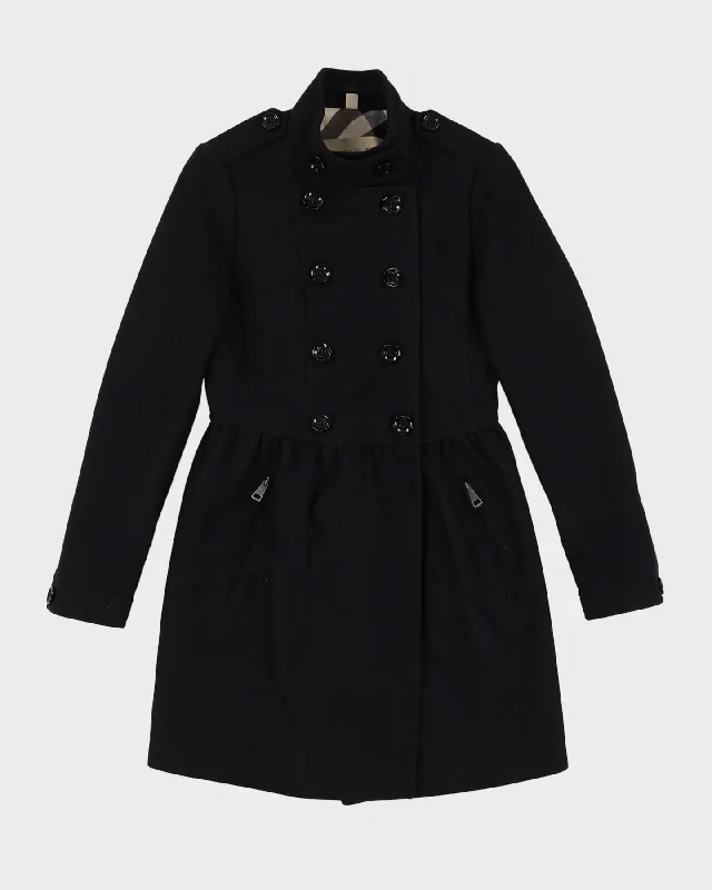 Burberry Brit Black Wool Coat - XS Parka Down Jacket Wool Coat