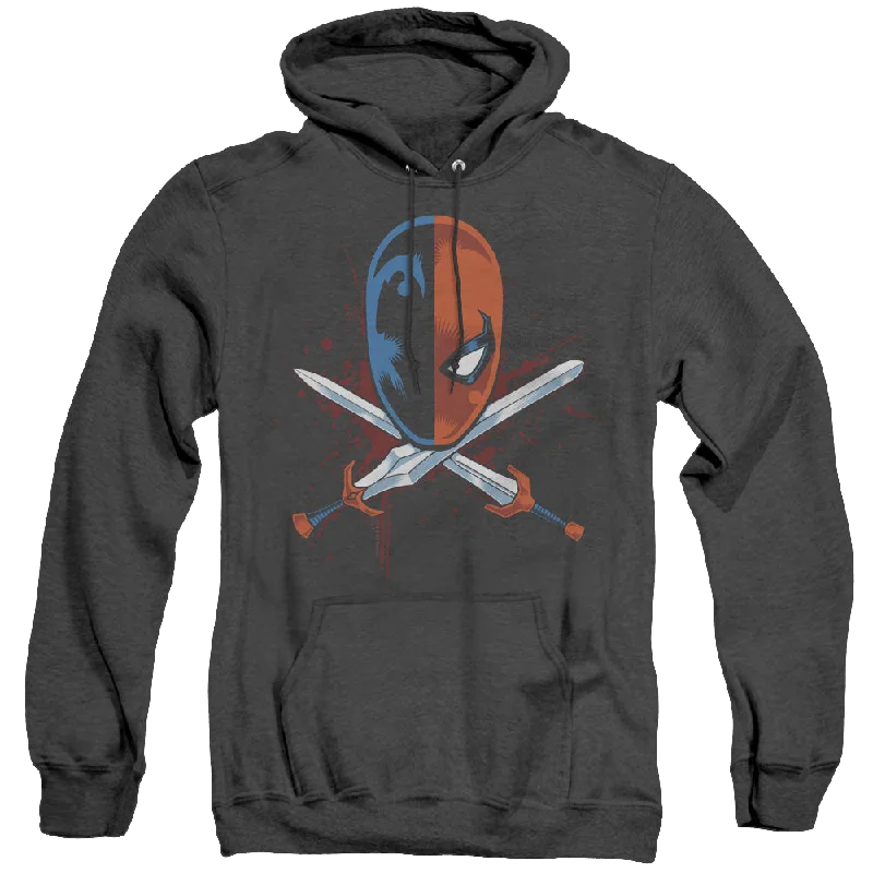 Deathstroke Crossed Swords - Heather Pullover Hoodie Elbow Length Sleeve