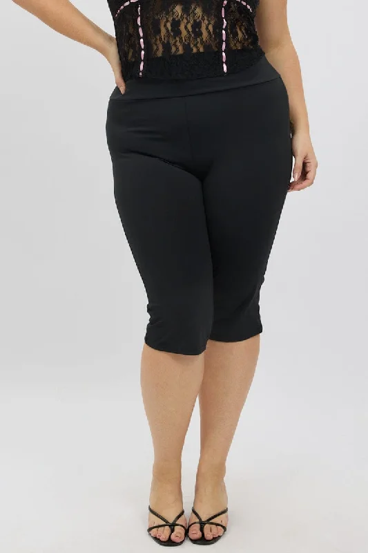 Black Stretch Capri Leggings Cozy Warmth Leggings