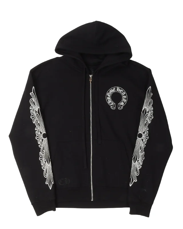 Horseshoe Logo Zip Up Hoodie Hoodie with Illustration Artistic Creative
