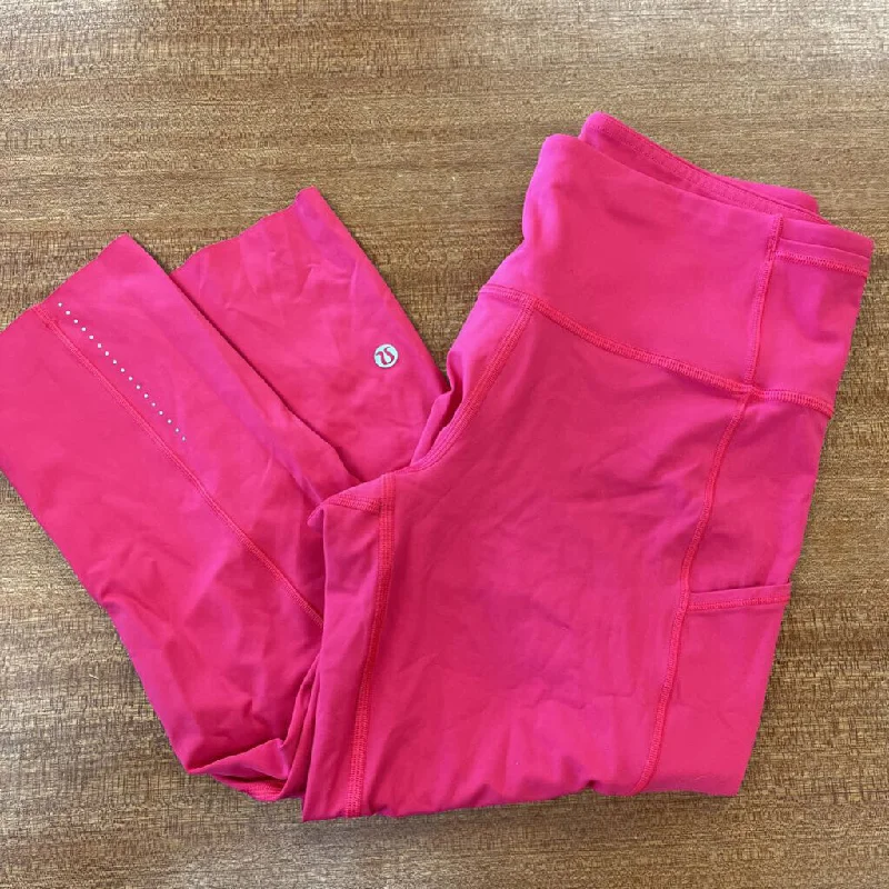 Lululemon - Women's Cropped Leggings w/ Pockets: Pink-women-8 Comfortable Athletic Tights Lululemon - Women's Cropped Leggings w/ Pockets: Pink-women-8 Comfortable Athletic Tights