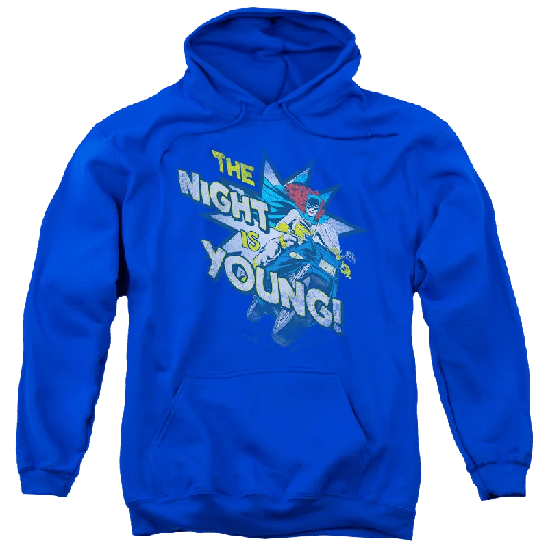 Batgirl The Night Is Young - Pullover Hoodie Shirred Sleeve Feminine