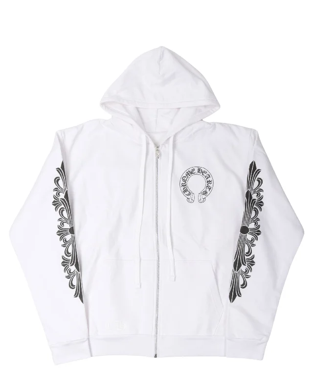 Horseshoe Logo Zip Up Hoodie Hoodie with Hem Detail Decorative Unique