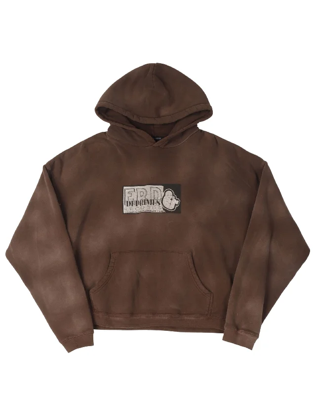 ERD Records Hoodie Hoodie with Raw Hem Edgy Unfinished