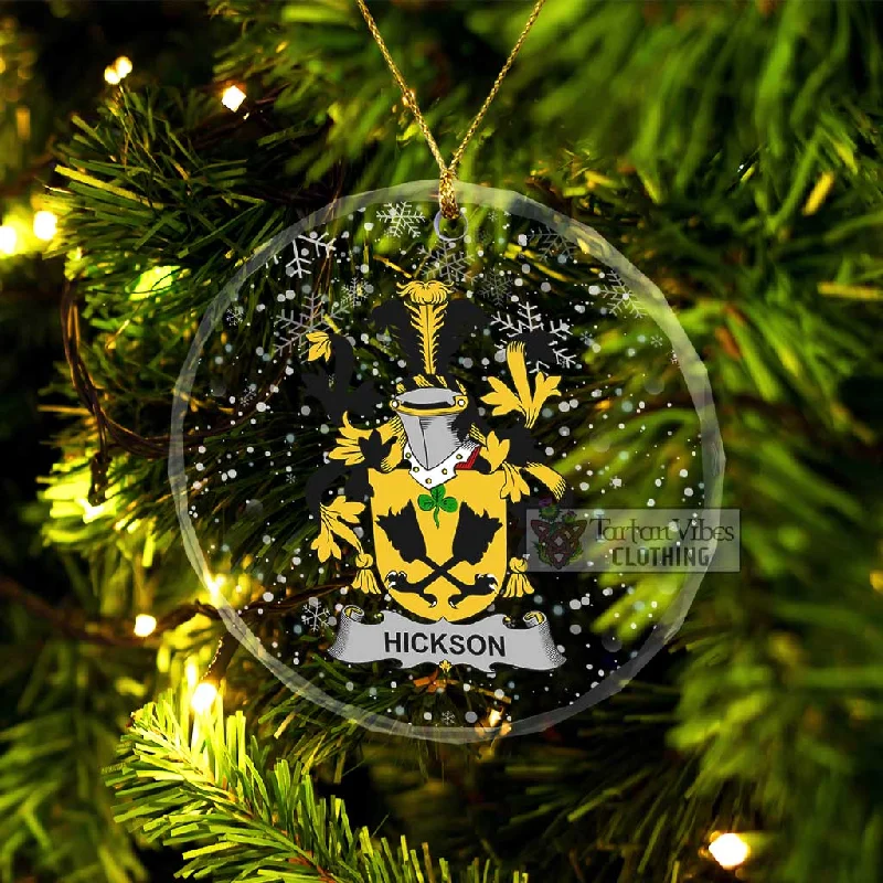 Hickson Irish Clan Christmas Glass Ornament with Coat of Arms Buttoned Toggled Snapped