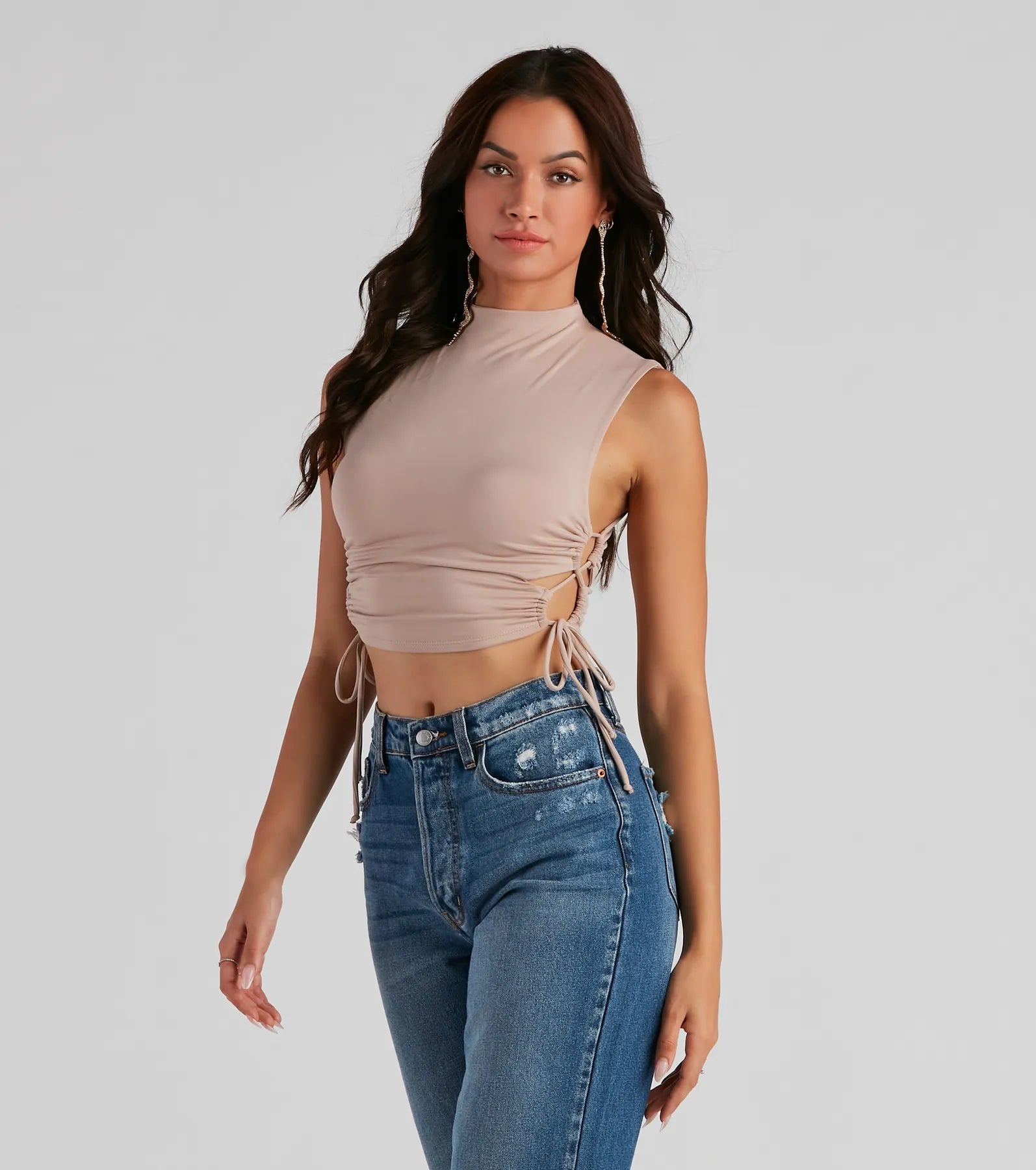 Love The Look Lace-Up Crop Top Summer Crop Top Casual Short Sleeve