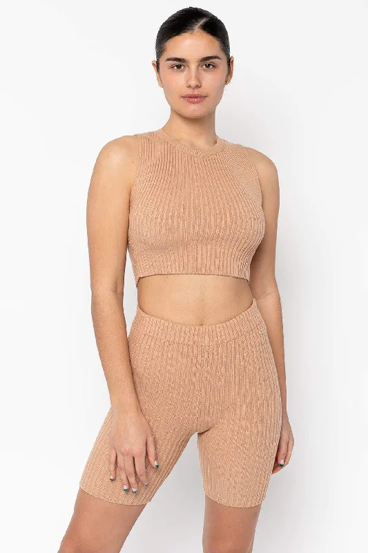 RFK50 - Ultra Heavy Knit Ribbed Crop Top Modern Contemporary Chic