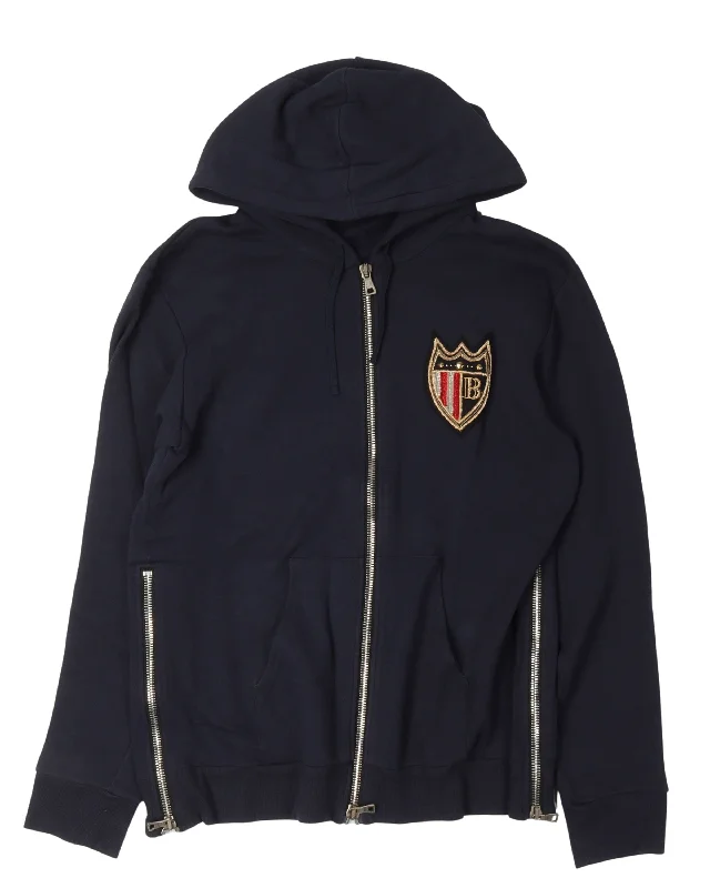 Crest Logo Zip Up Hoodie Hoodie Dress Longline Feminine